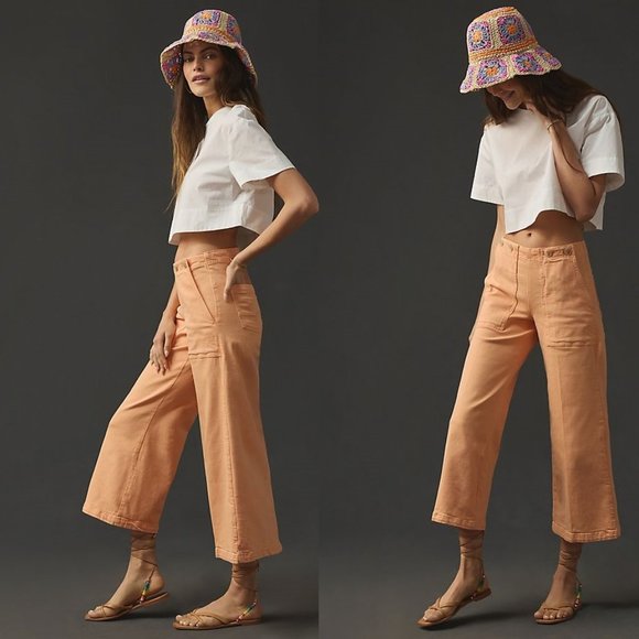 anthropologie The Kit Cropped High-Rise Wide-Leg Trouser Jeans by Pilcro 30 - Picture 1 of 6